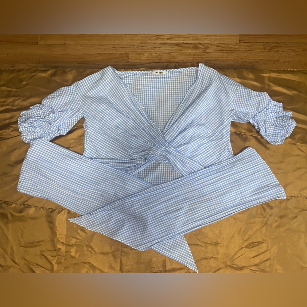 Farrow Need Supply gingham wrap top